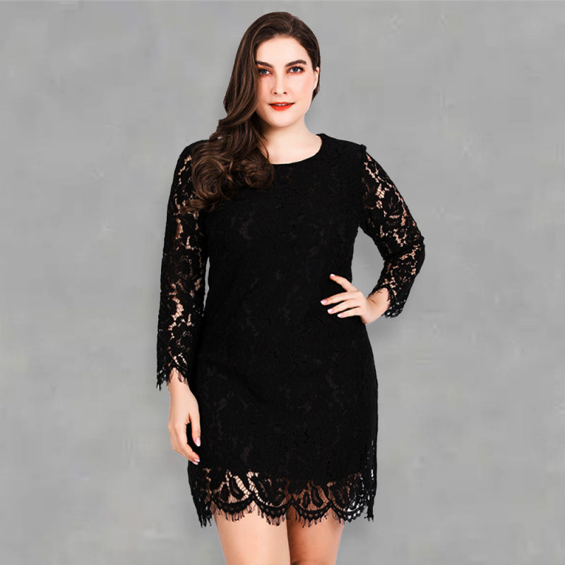 Vestido de renda feminino Plus Size