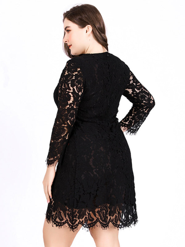 Vestido de renda feminino Plus Size