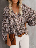 Blusa casual com decote em V estampada